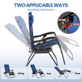 Yaheetech Padded Zero Gravity Recliner, Foldable Outdoor Patio Chairs, Adjustable Anti Gravity Lounger for Backyard Camping w/Carry Strap, Cup Holder, Pillow Navy Blue/Black Set of 2 Yaheetech