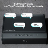 PINEWORLD Biometric Gun Safe For Handgun, Pistol Safe With Fingerprint Backlit Keypad, Quick Access Handgun Safe for Firearm, Gun Lock Box With Interior Light Cable For Nightstand Car Large Size PINEWORLD