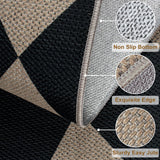 Rugalia Easy Jute Black Checkered 8x10 Area Rug, Washable Modern Outdoor Rug for Patio Non-Slip Diamond Rugs for Living Room, Neutral Farmhouse Floor Carpet for Bedroom Dining Room Classroom Rugalia