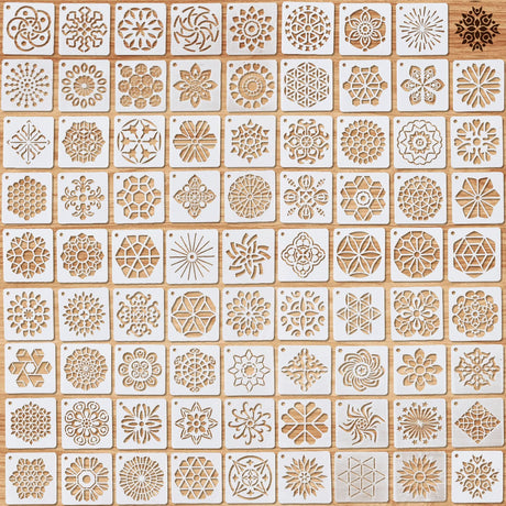 80 Pieces Mandala Stencils 3 x 3 Inch Mandala Painting Art Stencils Reusable Plastic Craft Kits for Wood Rocks Furniture Wall Floor DIY Art Projects Fabric Tile Holiday Decorations Craft Kits Teling