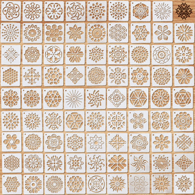 80 Pieces Mandala Stencils 3 x 3 Inch Mandala Painting Art Stencils Reusable Plastic Craft Kits for Wood Rocks Furniture Wall Floor DIY Art Projects Fabric Tile Holiday Decorations Craft Kits