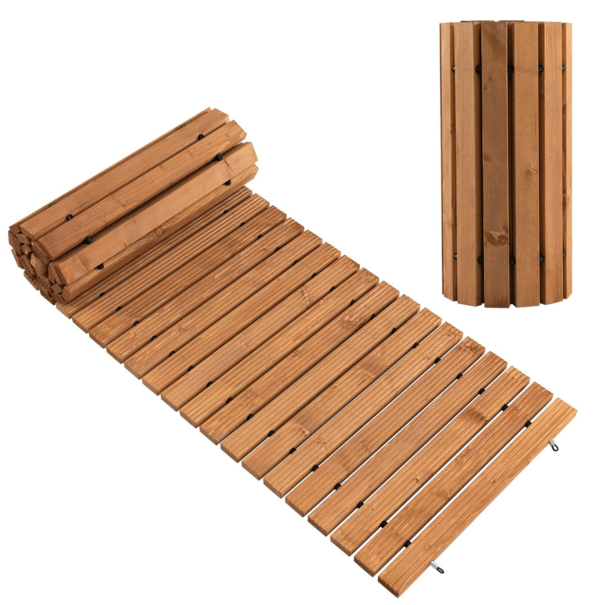 Giantex 8ft Wooden Garden Pathway, 22" W Roll Out Hardwood Walkway with Non-Slip Surface, Tools Free Assembly, Outdoor Rustic Decorative Boardwalk Flooring Pavers for Backyard Wedding Giantex