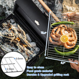 HaSteeL Portable Charcoal Grill, Small Folding Outdoor Grill, Mini Black Barbecue Grill with Thermometer, Compact Tabletop BBQ Grill for Camping Picnic Backyard Patio, 116 Square Inches & Screwdriver HaSteeL