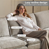 VINGLI 122" Cloud Double-Layer Deep Convertible Sectional Sofa, Comfy L-Shape 3-Seat Couches for Living Room, Modern Couch with Movable Ottoman for Small Space, Light Grey, Chenille VINGLI