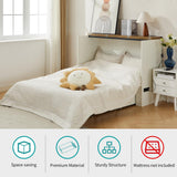 Tltaroni Queen Murphy Bed with Charging Station Large Storage Drawer, Farmhouse Wood Space Saving Hidden Foldable Cabinet Bed for Bedroom Office School, Rustic White Tltaroni