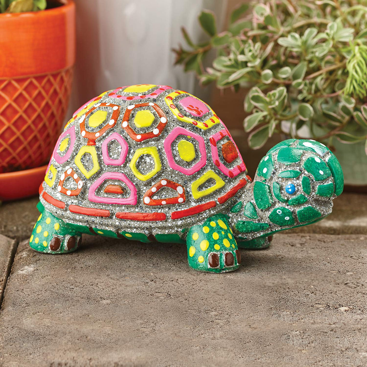MindWare Paint Your Own Stone Decor: Box Turtle - DIY Craft Kit for Kids Includes Weather Resistant Stone, Paints and Brushes MindWare