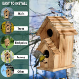 NATUREYLWL Bird Houses for Outside-2 Hole Wooden Outdoor Bird House,Wild Bird Box House,Nesting Box Birdhouse,Garden Bird Roosting NATUREYLWL