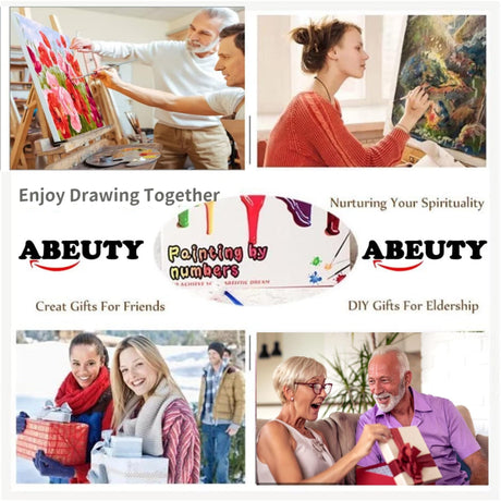 ABEUTY DIY Paint by Numbers for Adults Beginner, Purple Flower Rural Cabin Landscape 16x20 inches Number Painting Home Decoration Crafts (No Frame) ABEUTY