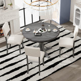 Harper & Bright Designs 5-Piece Round Dining Table Set for 4 People,Wooden Kitchen Furniture Set with 4 Upholstered Chairs, Retro Dining Table Chairs Set for Kitchen, Dinning Room (Dark Gray) Harper & Bright Designs
