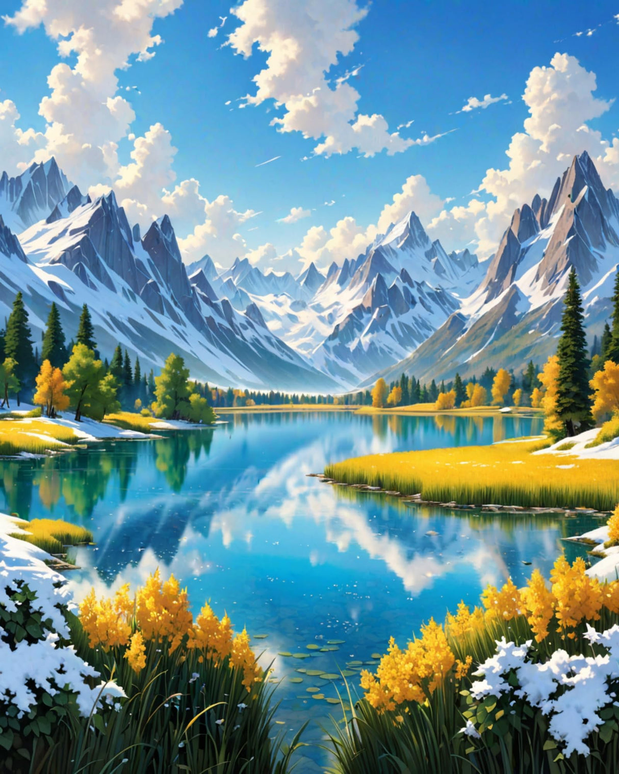 ldazao Mountain Paint by Numbers for Adults-Landscape Paint by Number on Canvas Without Frame, DIY Forest Scenery Oil Painting for Gift Home Wall Decor(16x20inch) ldazao