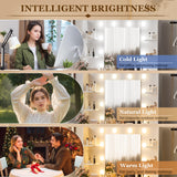 Furmax Make up Vanity Desk with Mirror and Power Outlet, Vanity with 3 Color Light Options Adjustable Brightness,Vanity Desk with 2 Drawers, 6 Storage Shelves (White, with Bench) Furmax