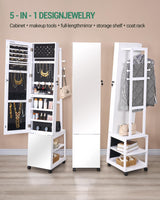 Hzuaneri Jewelry Cabinet with Light strip, 66.5-inch mirror Jewelry Armoire Standing with Garment Rack,Movable Full-length Mirror with Hzuaneri