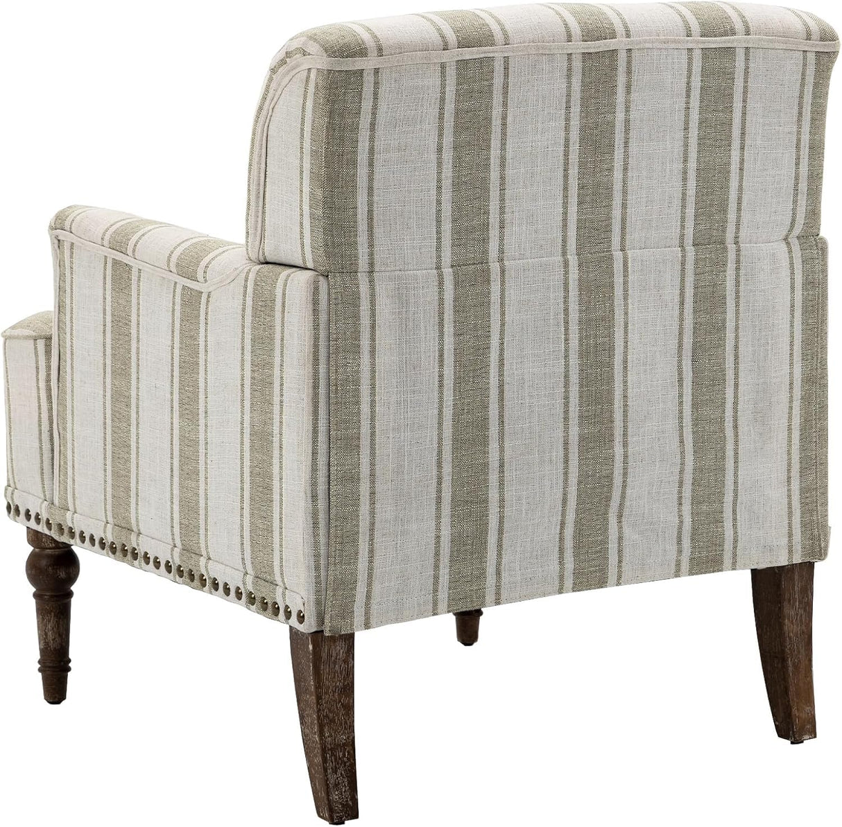 UIXE Stripe Accent Chair, Modern Upholstered Armchair in Fabric for Living Room, Nailhead Trim Club Arm Chair Comfy Single Sofa Bedroom Reading Seat with Wood Legs - Brown UIXE