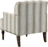 UIXE Stripe Accent Chair, Modern Upholstered Armchair in Fabric for Living Room, Nailhead Trim Club Arm Chair Comfy Single Sofa Bedroom Reading Seat with Wood Legs - Brown UIXE
