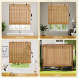 Bamboo Roman Shades Blinds for Windows - Natural Light Filtering Privacy Shades, Handwoven Indoor Window Coverings Easy to Install 24W x 72L Vteyeya