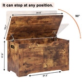 Timberer 31.5" Storage Chest, Wooden Storage Bench, Lift Top Toy Chest with 2 Safety Hinges, Large Toy Box, Entryway Shoes Bench for Living Room, Bedroom, Rustic Brown Timberer