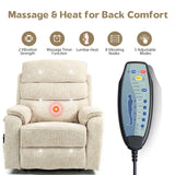 JIKFRIMA Power Lift Recliners Chairs for Elderly Adults Lay Flat Recliner with Heat & Massage, Wireless Charging Device, USB Ports, Cup Holder, Lumbar Pillow, 400Lbs (Velvet Fibric,Beige) JIKFRIMA