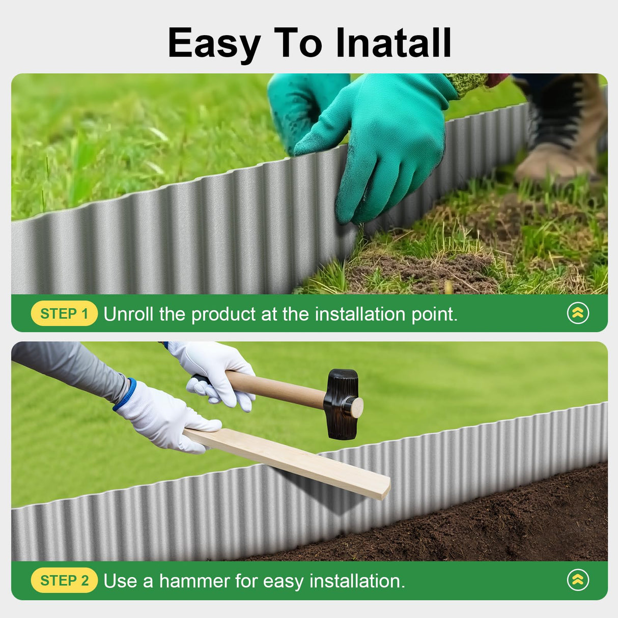 Land Guard Corrugated Garden Edging Border,6" x 50' Landscape Paver Edging, Tall Landscape Edging, Fence for Garden, Flower Bed, Lawn and Landscape Edging (Silver) Land Guard
