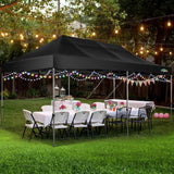 COBIZI 10x20 Heavy Duty Pop up Canopy Tent with 6 sidewalls Easy Up Commercial Outdoor Canopy Wedding Party Tents for Parties All Season Wind & Waterproof Gazebo with Roller Bag,Black(Frame Thickened) COBIZI