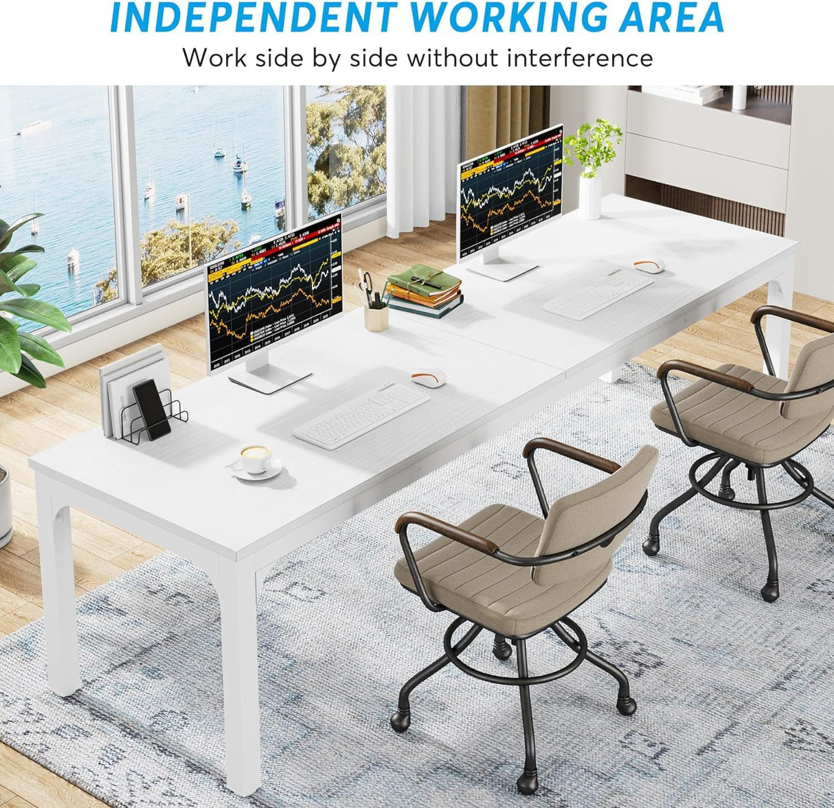 Tribesigns 78.7 Inches Extra Long Computer Desk 2 Person Desk, Double Long Desk, Workstaion for Home Office Tribesigns