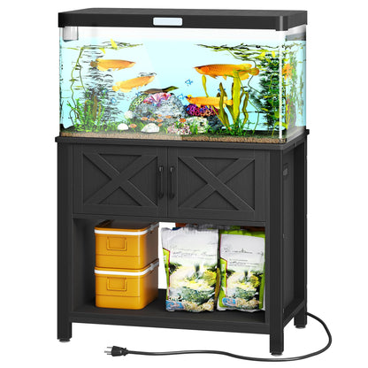 YITAHOME Heavy Duty 40-50 Gallon Aquarium Stand with Power Outlets, Cabinet for Fish Tank Accessories Storage - Metal Fish Tank Stand Suitable for Fish Tank, Turtle Tank, 660LBS Capacity, Black