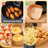 UMETRE air fryer paper liners, 150pcs disposable airfryer liners parchment papers, square 8inch Non-stick sheets, air fryer liners disposable basket, Free of Bleach UMETRE