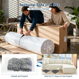 103'' Modular Sectional Sofa Cloud Couch Sectional with L-Shape Chaise, Modern Corduroy Modular Couch Sofa Bed with Throw Pillows, No Assembly Needed for Living Room, Right Facing Chaise, Beige Zyerch