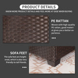 Rattaner Patio Furniture Wicker Coffee Table Outdoor Garden Square Side Table with Tempered Glass Top Brown Rattaner