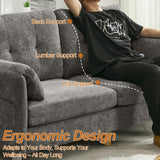 WUTUTUEE 65" Chenille Loveseat Sofa, Modern 2 Seater Love Seat Couch with Armrest Pillows & Pockets, Upholstered Tufted Loveseat Couches for Living Room Bedroom, Easy Assembly, Light Grey WUTUTUEE