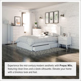 Prepac Milo Mid-Century Modern 7 Drawer Double Dresser for Bedroom, Wide Chest of Drawers, Contemporary Bedroom Furniture, 16" D x 52.5" W x 33.75" H, White, WDBR-1407-1 Prepac