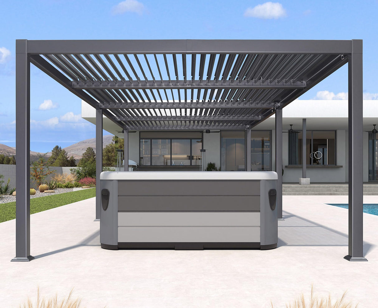 PURPLE LEAF Louvered Pergola 11' x 27' Enormous Outdoor Aluminum Pergola Modern Outdoor Pergola with Adjustable Roof for Deck Garden Yard Hardtop Gazebo PURPLE LEAF