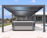 PURPLE LEAF Louvered Pergola 11' x 27' Enormous Outdoor Aluminum Pergola Modern Outdoor Pergola with Adjustable Roof for Deck Garden Yard Hardtop Gazebo PURPLE LEAF