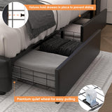 HIFIT King Smart LED Platform Bed Frame with 4 Storage Drawers & Wingback Headboard in Black HIFIT