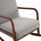HOMCOM Upholstered Rocking Armchair with Wood Base and Linen Fabric Padded Seat for Living Room, Grey HOMCOM