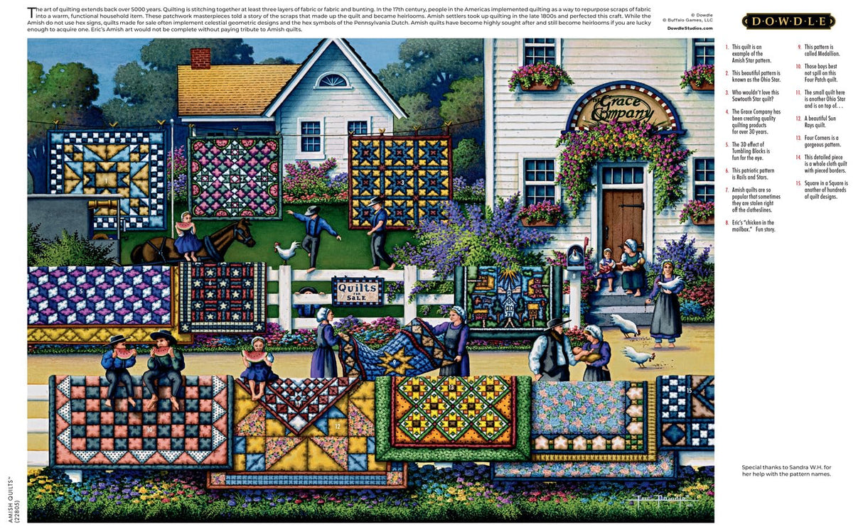 Buffalo Games - Dowdle - Amish Quilts - 300 Piece Jigsaw Puzzle for Adults -Challenging Puzzle Perfect for Game Nights - Finished Size is 21.25 x 15.00 Buffalo Games