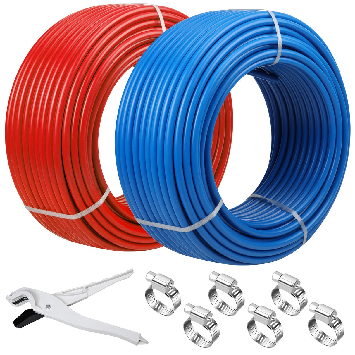 PEX Pipe 1/2 Inch 300ft 2 Rolls PEX Tubing EVOH PEX-B Pipe Non Oxygen Barrier Durable Leakage-Proof Flexible for Residential Water Lines in Homes PEX Radiant Heat Tubing(Red+Blue) Likeem
