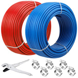 PEX Pipe 1/2 Inch 300ft 2 Rolls PEX Tubing EVOH PEX-B Pipe Non Oxygen Barrier Durable Leakage-Proof Flexible for Residential Water Lines in Homes PEX Radiant Heat Tubing(Red+Blue) Likeem
