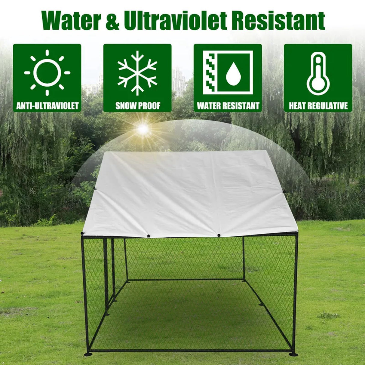 Large Metal Chicken Coop with Run, Walkin Poultry Cage for Outdoor and Yard Farm Use, Waterproof Cover, Duck Rabbit Cat House Chicken Run Pen (13.1'L x 9.8'W x 6.6'H) FNRKUF