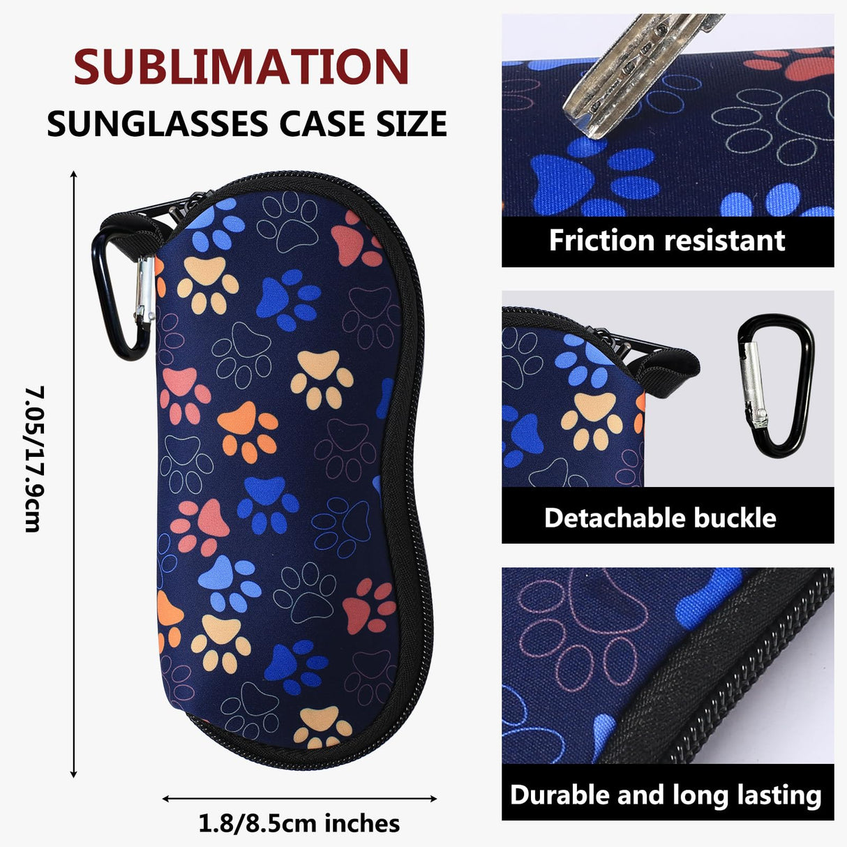 6 Pcs Sublimation Sunglasses Case Blanks Set,Sublimation Blanks Sunglass Case Neoprene Sunglass Case for Sublimation Blanks Sunglasses Travel Case Soft With Mountain Buckle Heat Transfer Printing Dye KKSUBCA