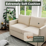 Ribilake Loveseat Sofa, 52” Small Couch for Living Room, Tool-Free Setup Sofas, 2 Seater Love Seats Couch for Bedroom, Home Office, Small Space, Beige Ribilake