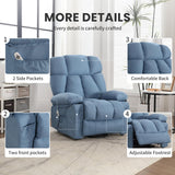 jonpony Power Lift Recliner Chair for Elderly, Lift Chair with Massage and Heat for Living Room, Fabric Electric Recliner Chairs with Side Pockets, USB Charge Port, Blue jonpony