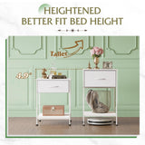 WLIVE Night Stand Set 2, White Nightstand with Fabric Storage Drawer and Open Wood Shelf, End Tables Dresser for Bedroom, Bed Side Table, Dorm, 25.03" Height WLIVE