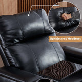 ANJ Power Recliner Chair with USB Ports, Faux Leather Home Theater Seating with Swivel Tray Table, Electric Movie Reclining Chairs with Cup Holders, Hidden Arm Storage (Black) ANJ