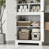 HOSTACK 67” Tall White Kitchen Pantry and Multi-Purpose Storage Cabinet with Glass Doors and Shelves HOSTACK