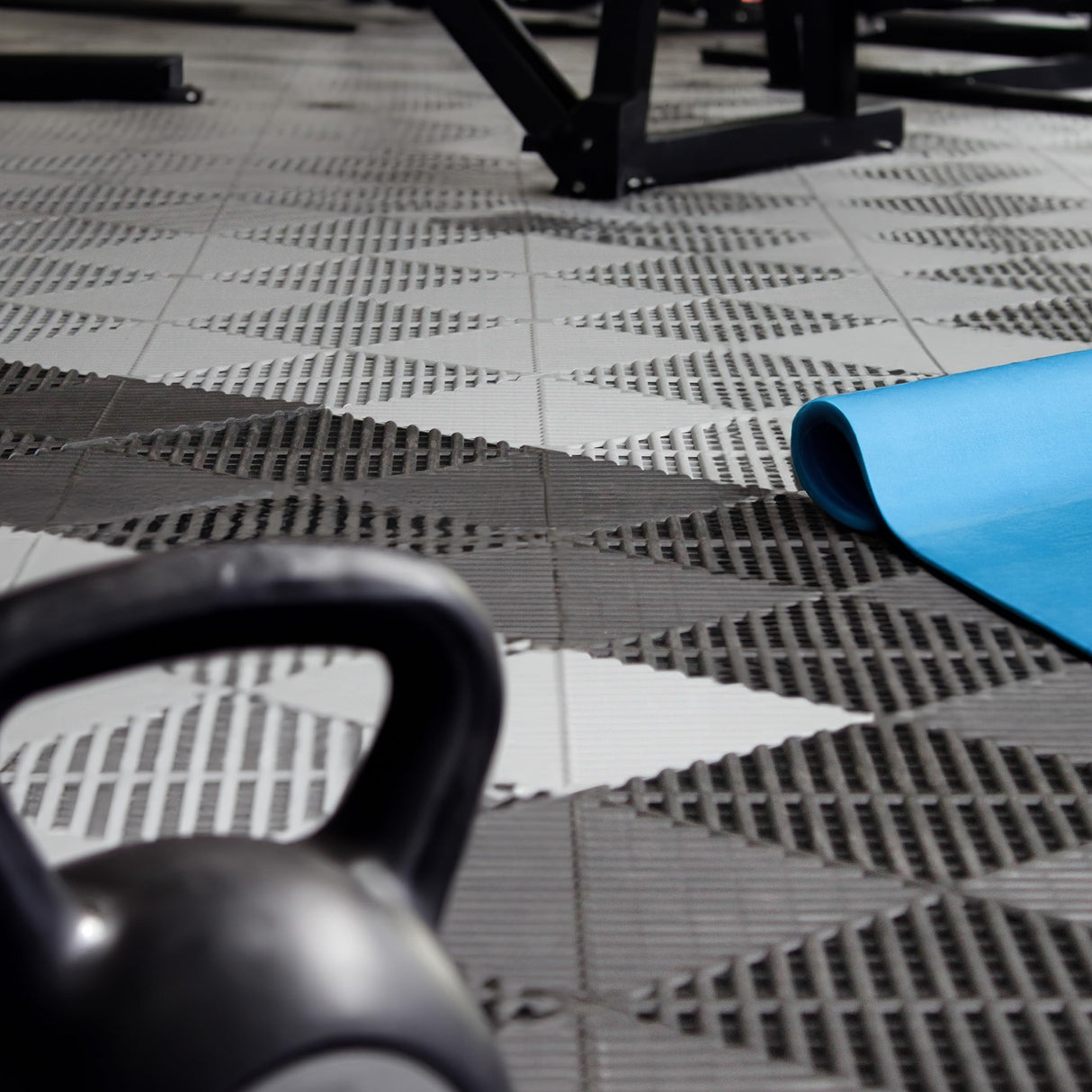 SafeRacks Ribbed Interlocking Garage Floor Tiles - Vented, Self-Draining, Non-Slip Flooring, Modular, Virgin Polypropylene, Ideal for Garages, Patios, Basements, Decks - Black - 82.56 sq ft - 48 Pack SafeRacks