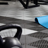 SafeRacks Ribbed Interlocking Garage Floor Tiles - Vented, Self-Draining, Non-Slip Flooring, Modular, Virgin Polypropylene, Ideal for Garages, Patios, Basements, Decks - Black - 82.56 sq ft - 48 Pack SafeRacks