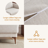 Atopston 63" Fabric Loveseat Sofa, Mid-Century Modern Decor 2 Seater Love Seat Couches, Comfy Armrest Small Couch with Wood Grain Legs for Living Room Apartment, Beige Fabric Atopston