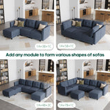 LLappuil Oversized Sectional Sofa Modular Couch with Storage, 10 Seater U Shaped Sectional Couches Set for Living Room, Denim Blue LLappuil