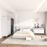 2 Door Storage Sideboard, Metal Storage Cabinet with 2 Adjustable Shelf,Multipurpose Metal Accent Cabinet for Office Home,Music Studio (White, 25''H) Washsemba