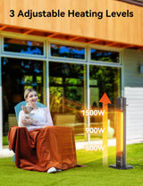 VAGKRI Outdoor Infrared Heater, 1500W 36inch Electric Heater with 3 Heating Levels, Tip-Over & Overheat Protection, IPX5 Waterproof Tower Space Heater for Patio Backyard Garage Restaurant Home VAGKRI